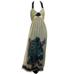 M Blank London Silk Grecian Halter Dress Floral Print